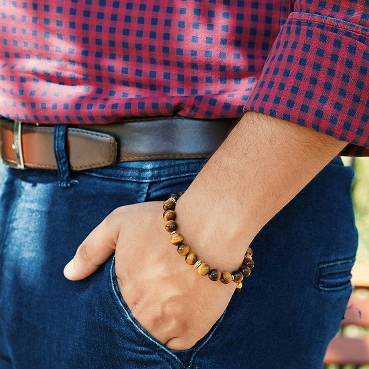 Bracelet œil de tigre 8 mm — Sahara