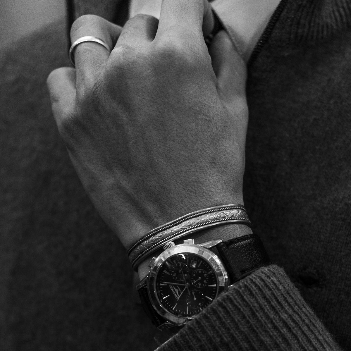 Bracelet cuir tressé noir — Oslo